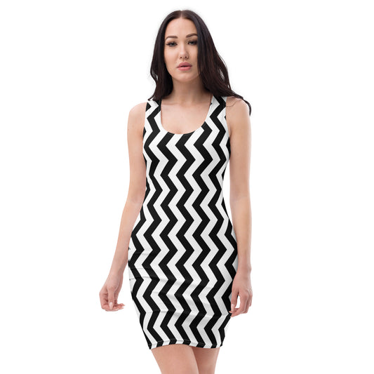 YOWNII Zig Zag (BLWh) Bodycon dress