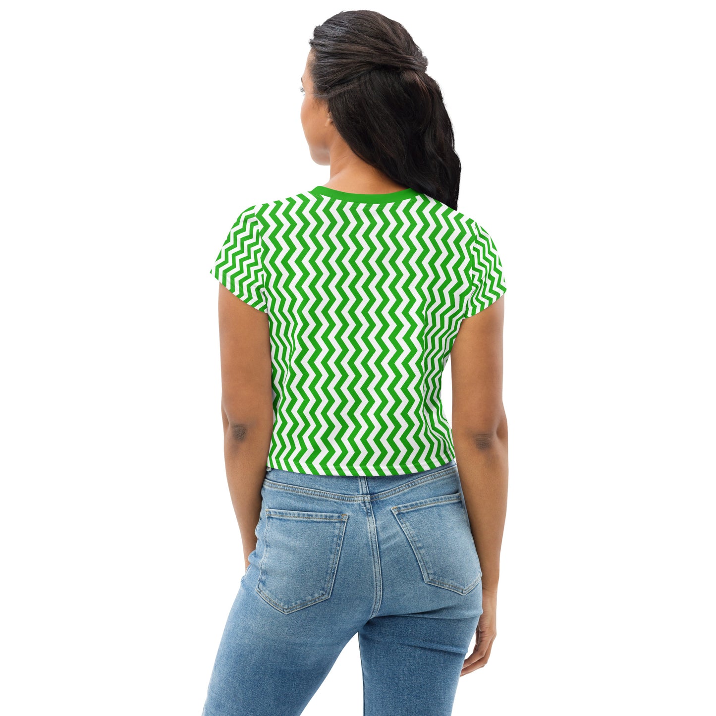 YOWNII ZIGZAG Green Crop Tee