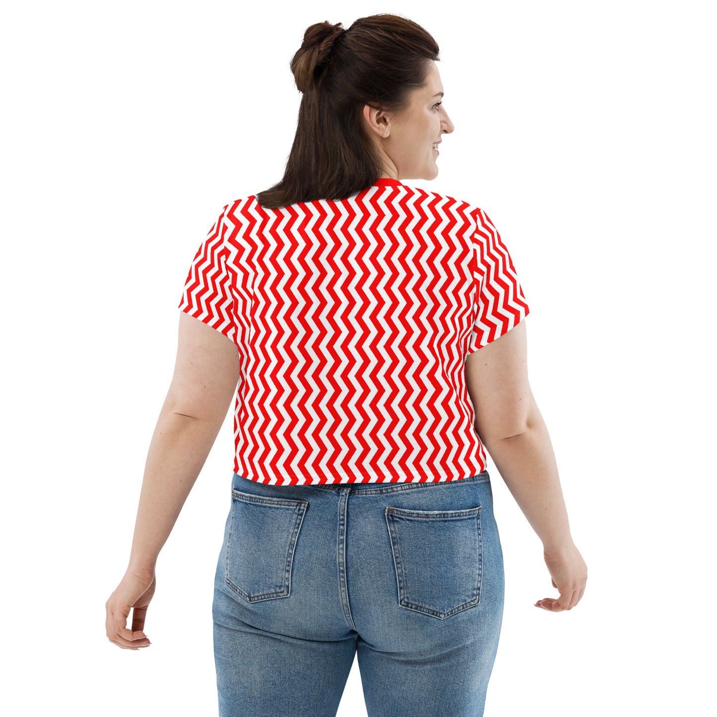 YOWNII ZIG ZAG Red Crop Tee