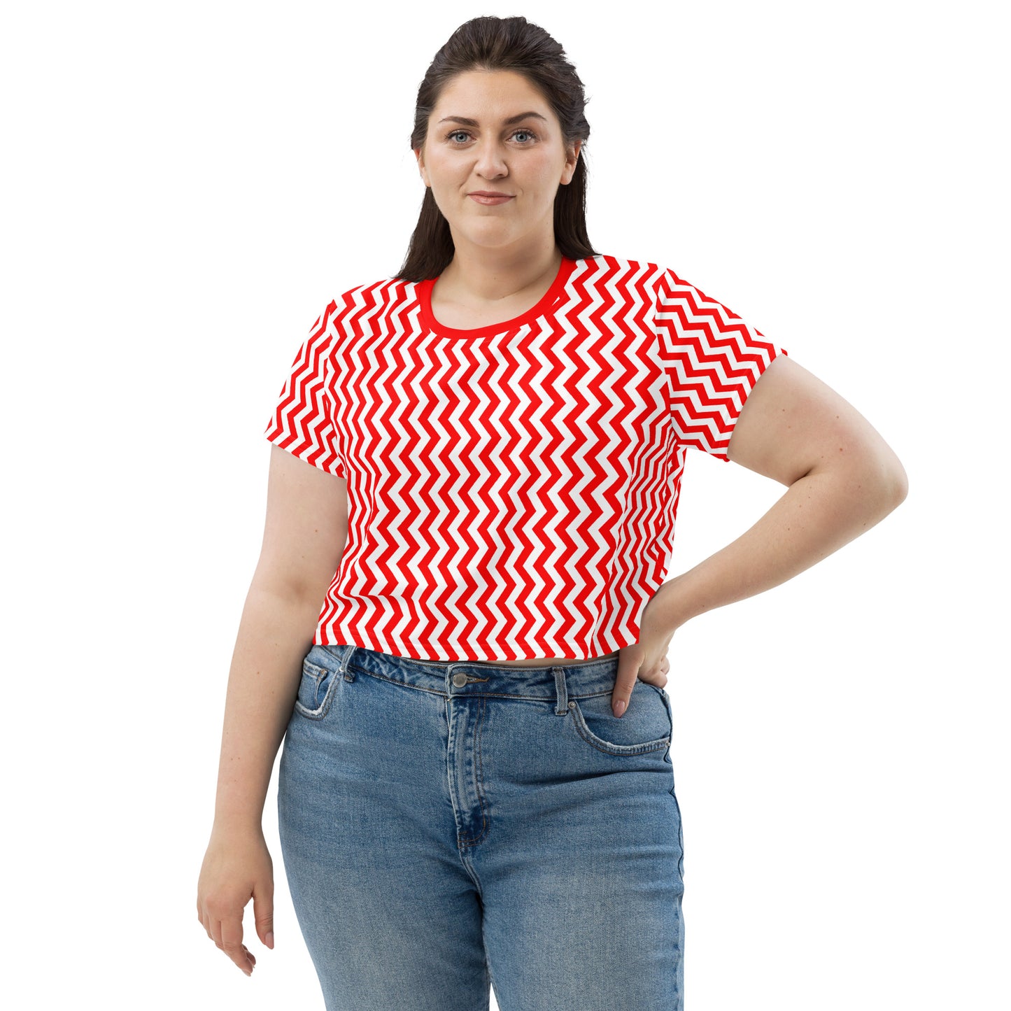 YOWNII ZIG ZAG Red Crop Tee