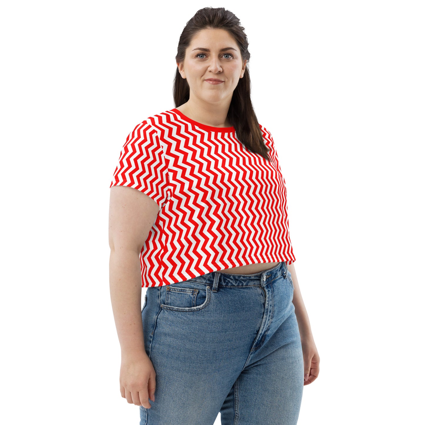 YOWNII ZIG ZAG Red Crop Tee