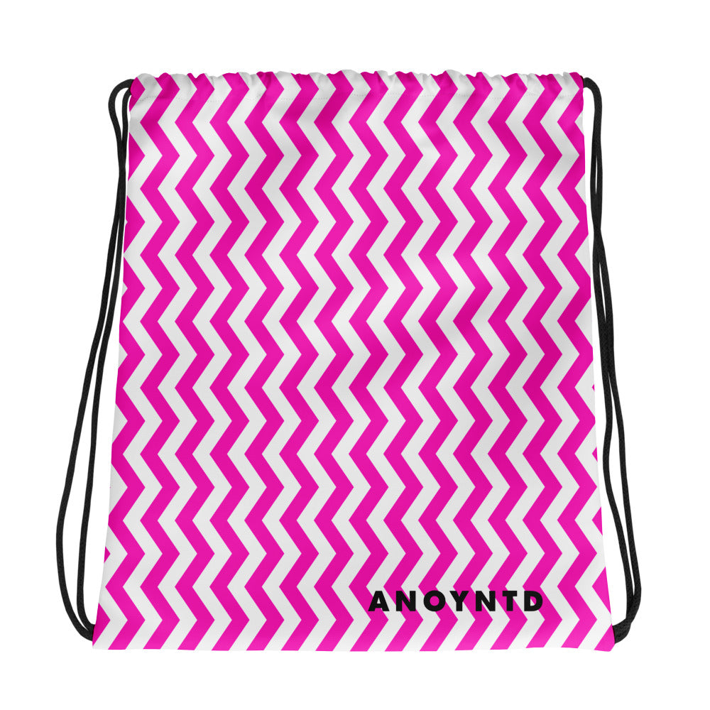 ANOYNTD Pink ZIG ZAG Drawstring Bag