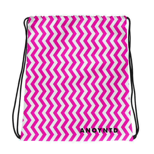 ANOYNTD Pink ZIG ZAG Drawstring Bag