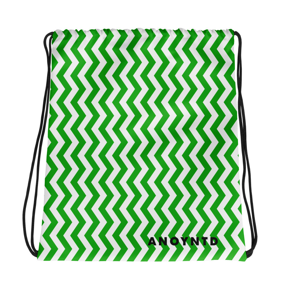 ANOYNTD Green ZIG ZAG Drawstring Bag