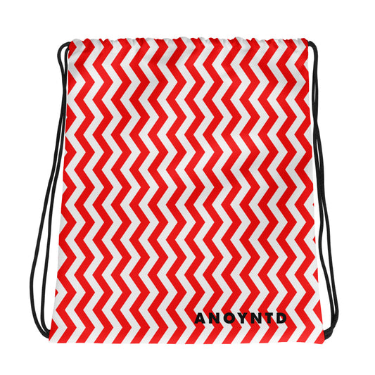 ANOYNTD Red ZIG ZAG Drawstring Bag