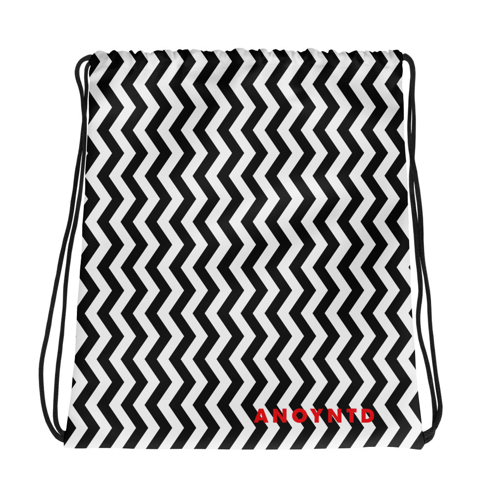 ANOYNTD Black/White ZIG ZAG Drawstring Bag