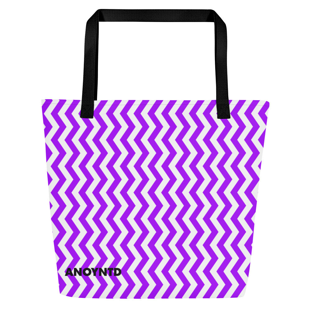 ANOYNTD Purple ZIG ZAG Large Tote Bag