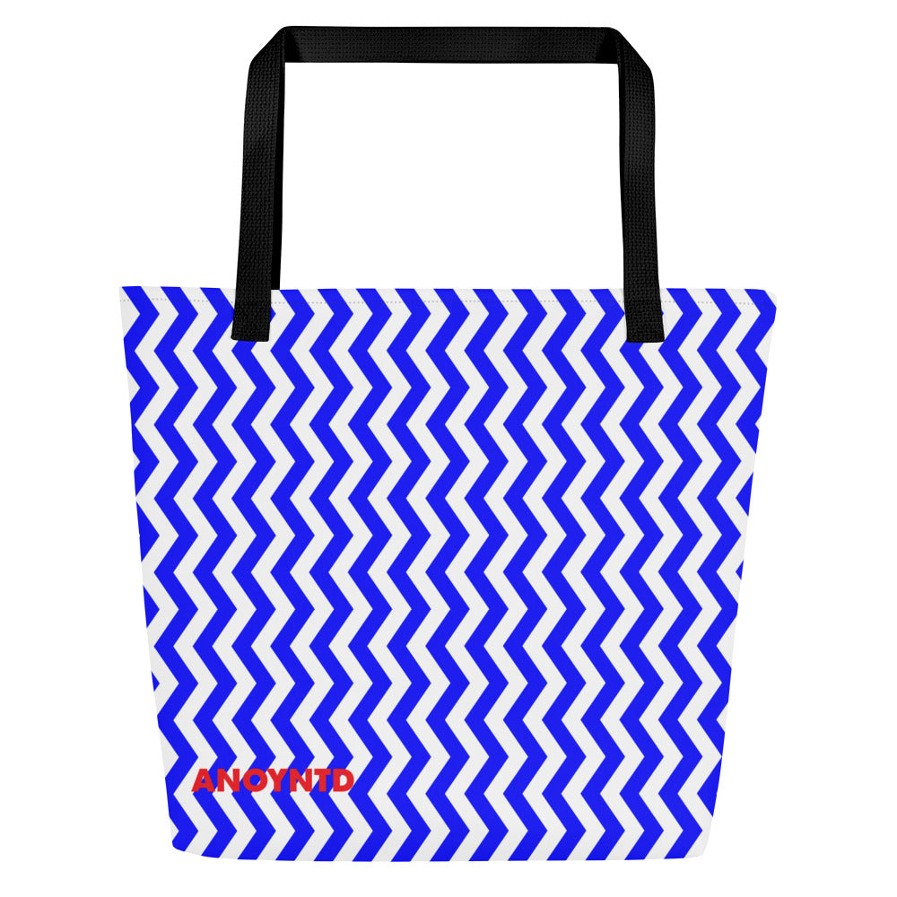 ANOYNTD Blue ZIG ZAG Large Tote Bag