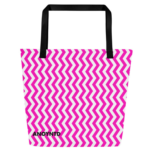 ANOYNTD Pink ZIG ZAG Large Tote Bag