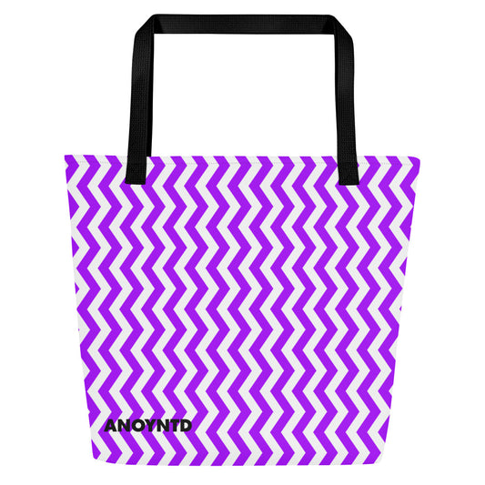 ANOYNTD Purple ZIG ZAG Large Tote Bag