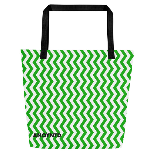 ANOYNTD Green ZIG ZAG Large Tote Bag