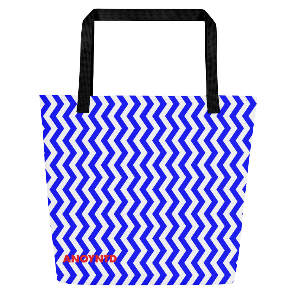 ANOYNTD Blue ZIG ZAG Large Tote Bag