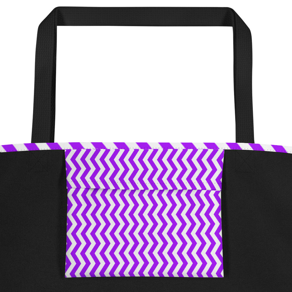 ANOYNTD Purple ZIG ZAG Large Tote Bag