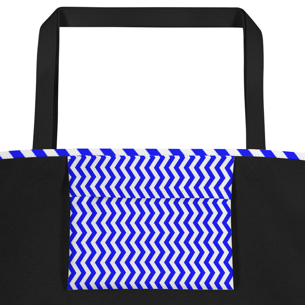 ANOYNTD Blue ZIG ZAG Large Tote Bag