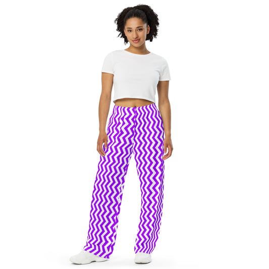 ANOYNTD Purple ZIG ZAG unisex wide-leg pants