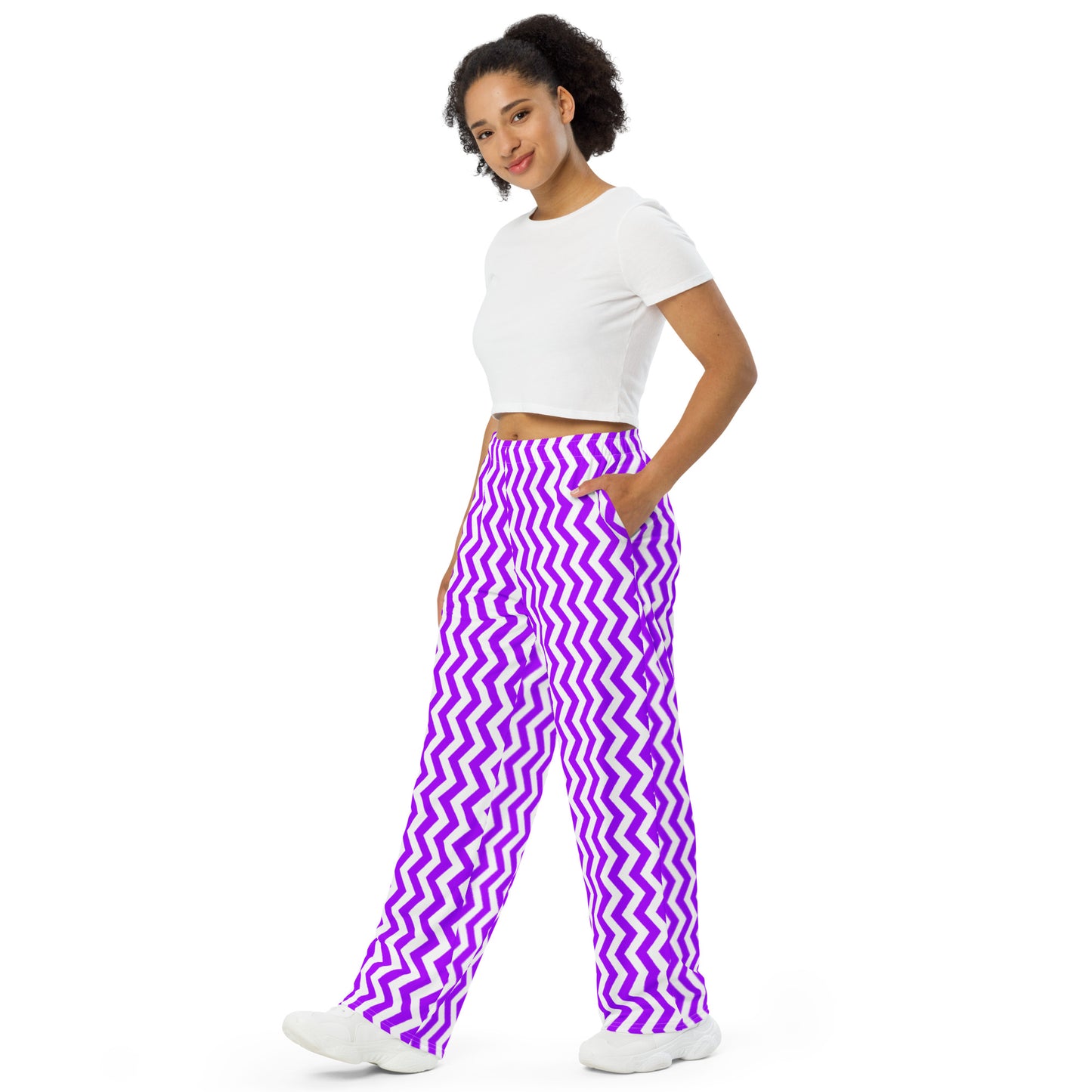 ANOYNTD Purple ZIG ZAG unisex wide-leg pants