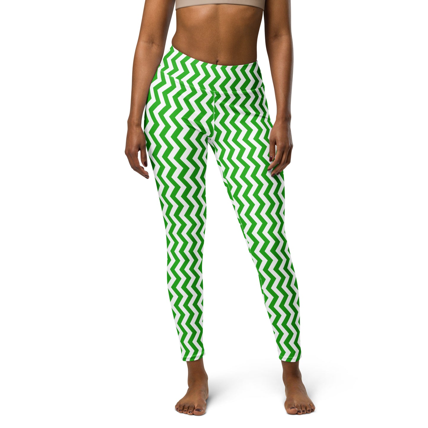 YOWNII ZIGZAG Green Yoga Leggings