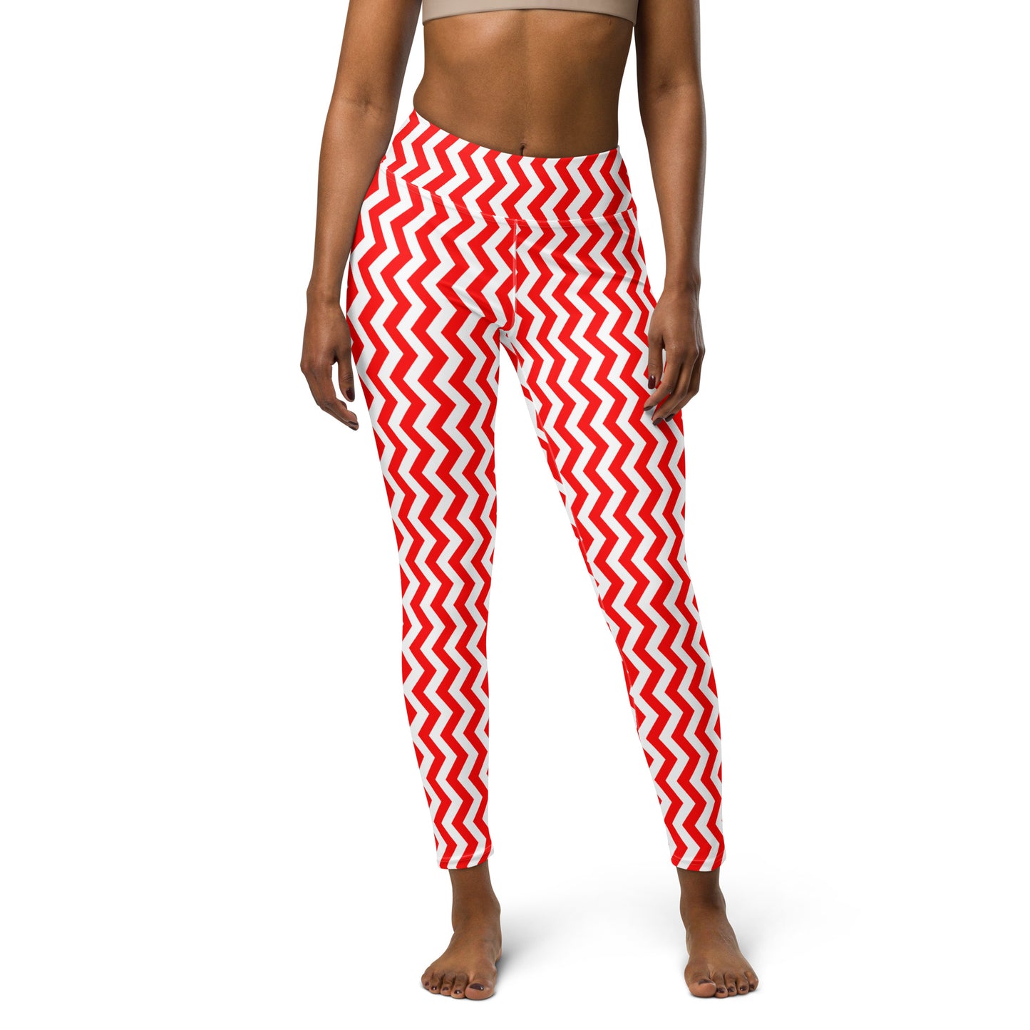 YOWNII ZIGZAG Red Yoga Leggings