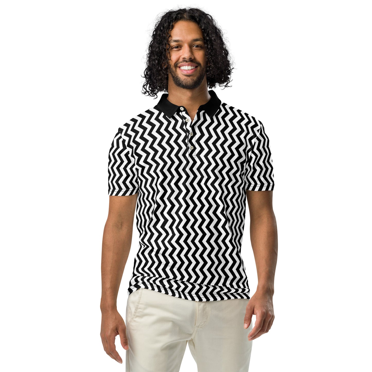 ANOYNTD Black ZIG ZAG Men’s slim fit polo