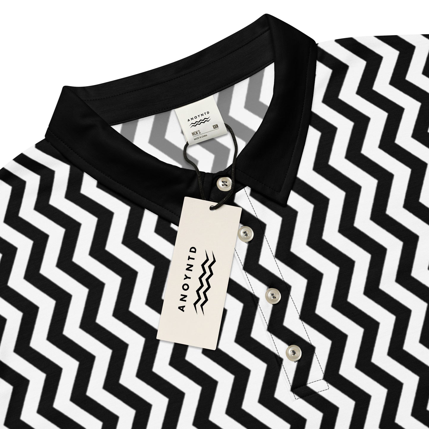 ANOYNTD Black ZIG ZAG Men’s slim fit polo