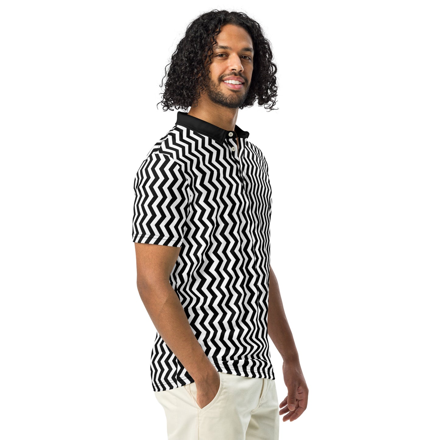 ANOYNTD Black ZIG ZAG Men’s slim fit polo