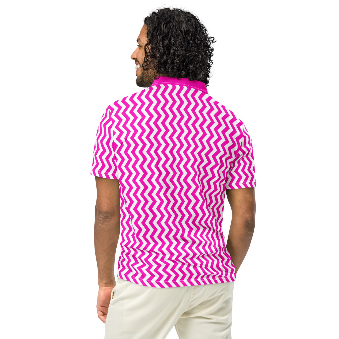 ANOYNTD Pink ZIG ZAG Men’s slim fit polo