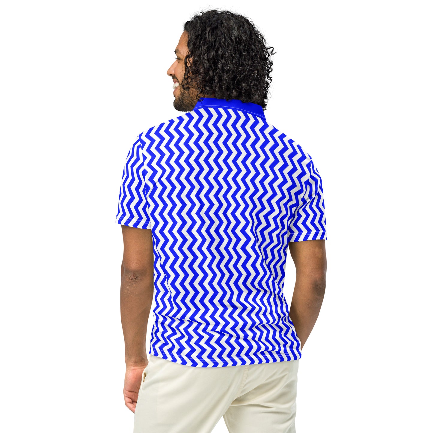 ANOYNTD Blue ZIG ZAG Men’s slim fit polo