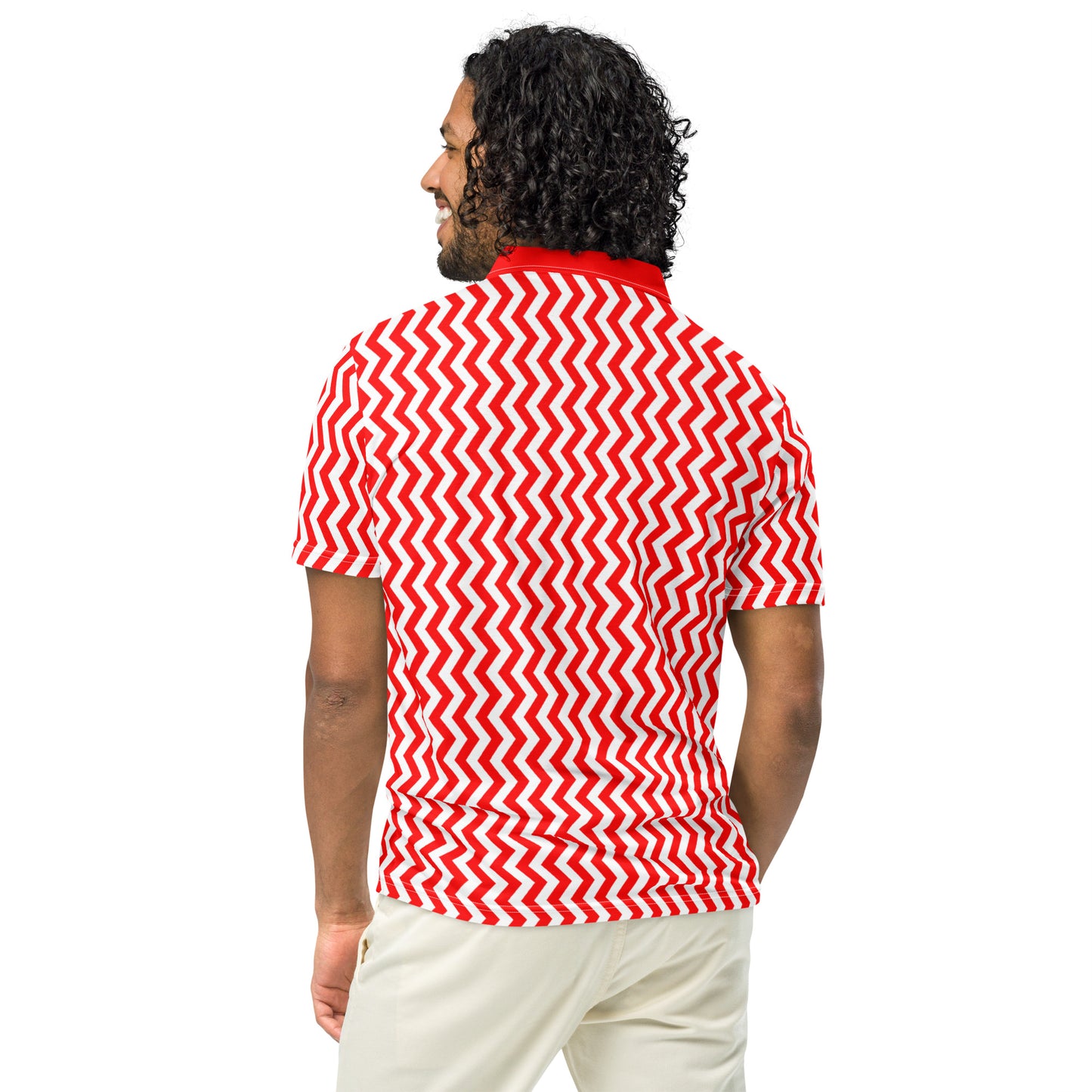 ANOYNTD Red ZIG ZAG Men’s slim fit polo