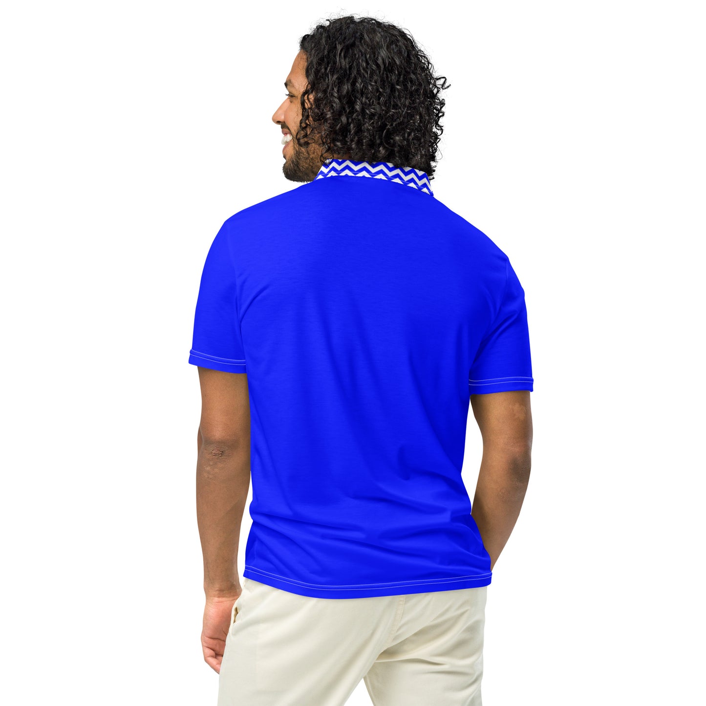 ANOYNTD Blue ZIG ZAG Men’s slim fit polo