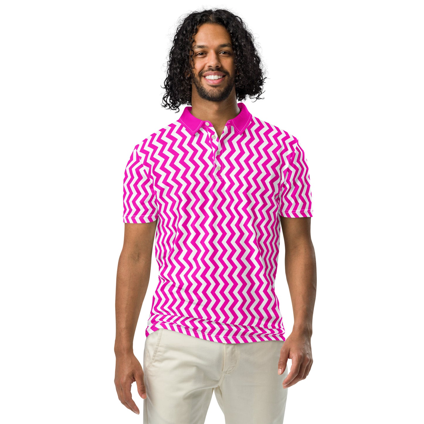 ANOYNTD Pink ZIG ZAG Men’s slim fit polo