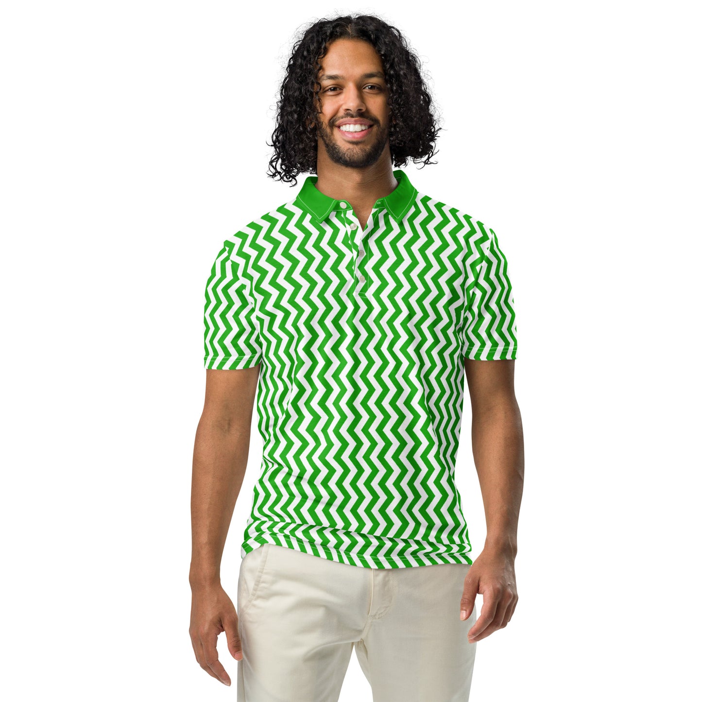 ANOYNTD Green ZIGZAG Men’s slim fit polo