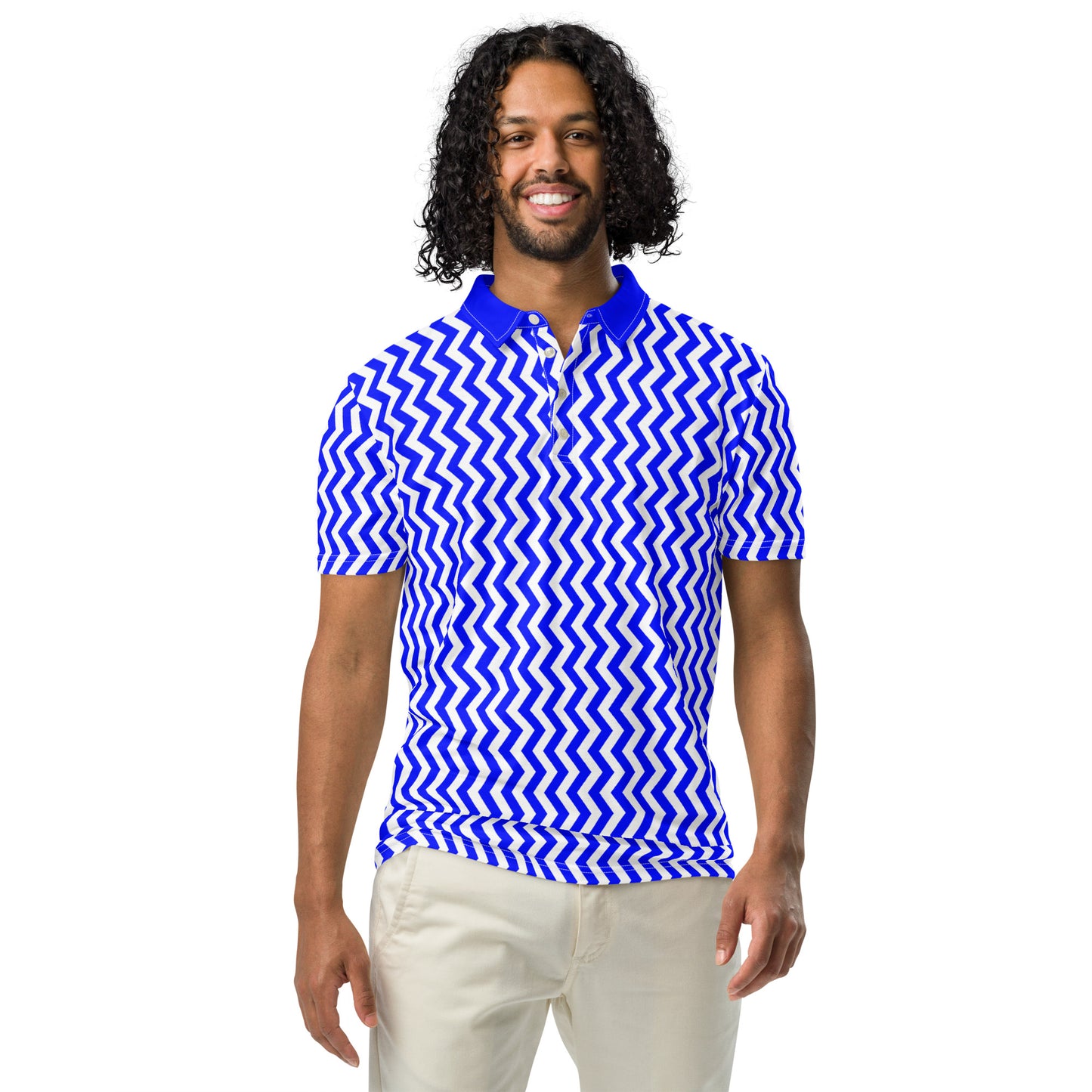 ANOYNTD Blue ZIG ZAG Men’s slim fit polo