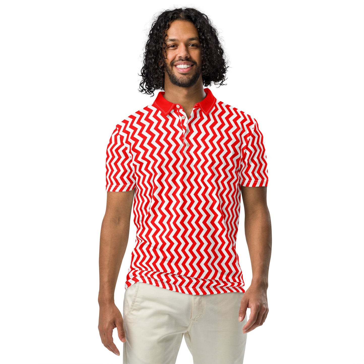 ANOYNTD Red ZIG ZAG Men’s slim fit polo