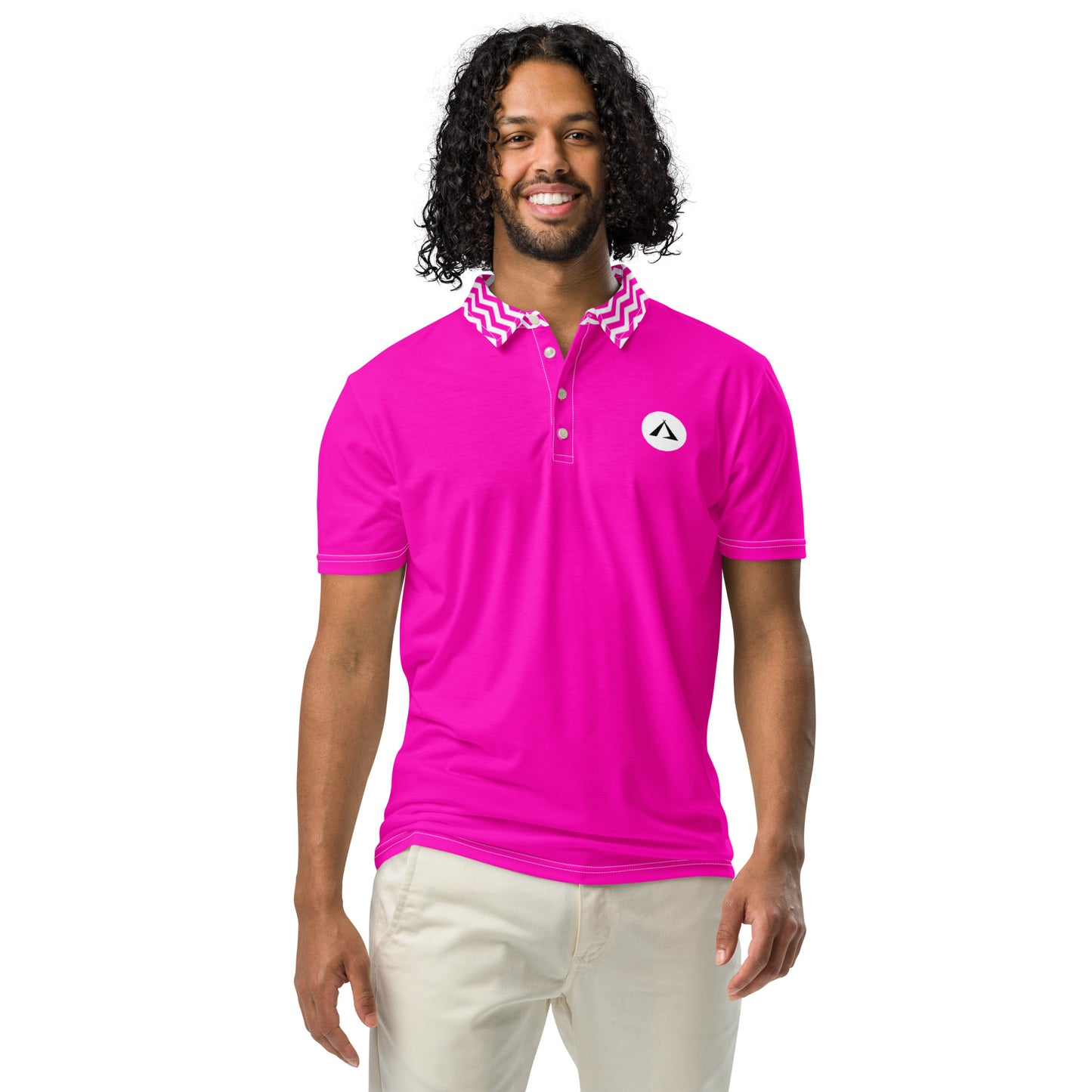 ANOYNTD Pink ZIG ZAG Men’s slim fit polo