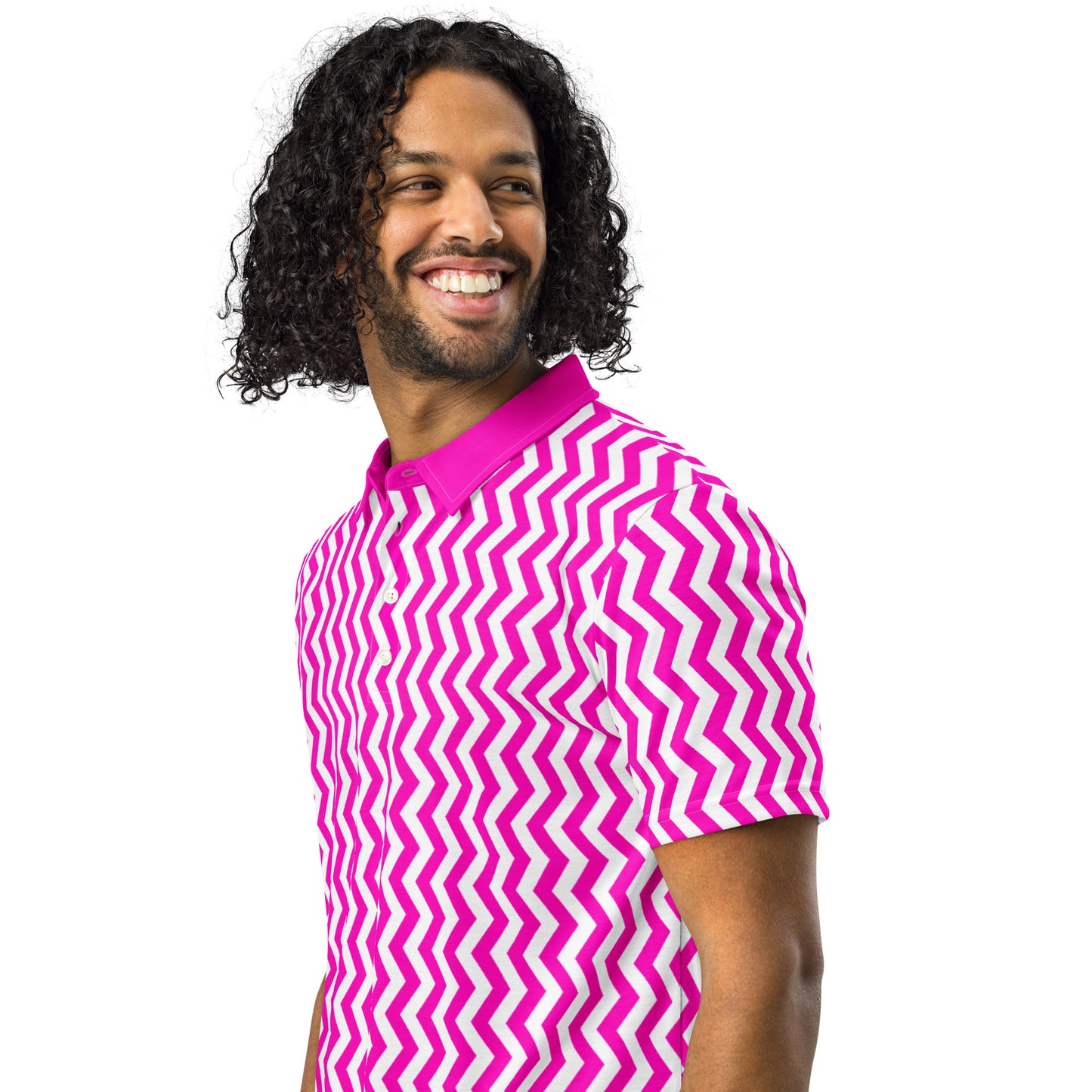 ANOYNTD Pink ZIG ZAG Men’s slim fit polo