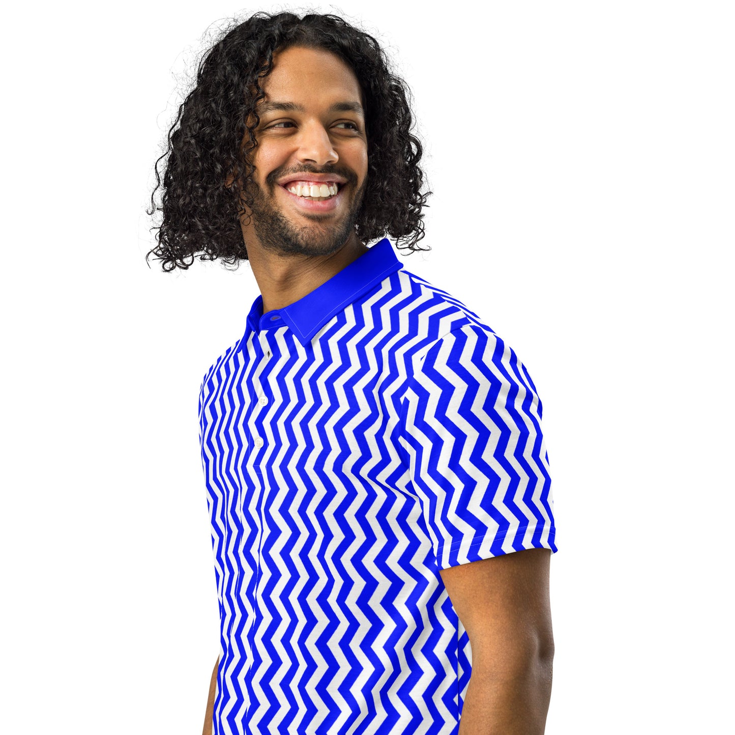 ANOYNTD Blue ZIG ZAG Men’s slim fit polo