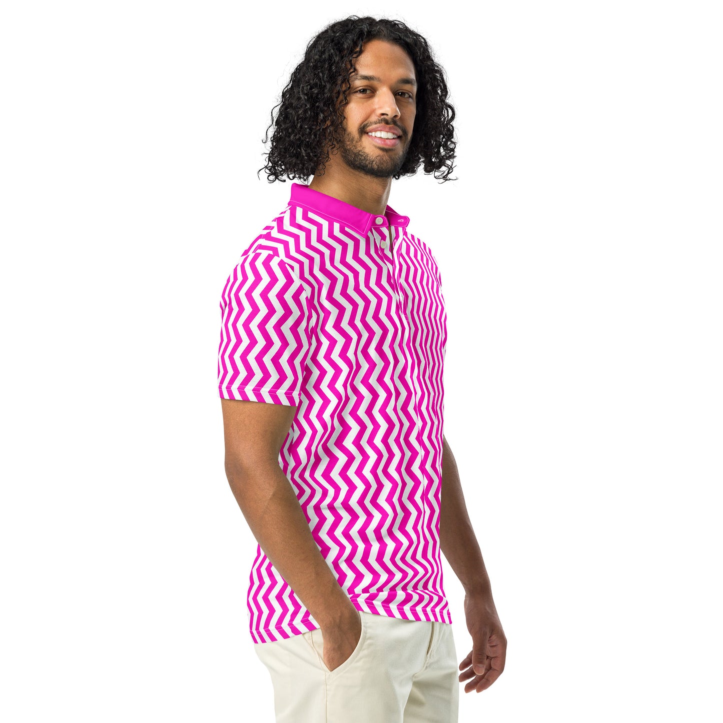 ANOYNTD Pink ZIG ZAG Men’s slim fit polo