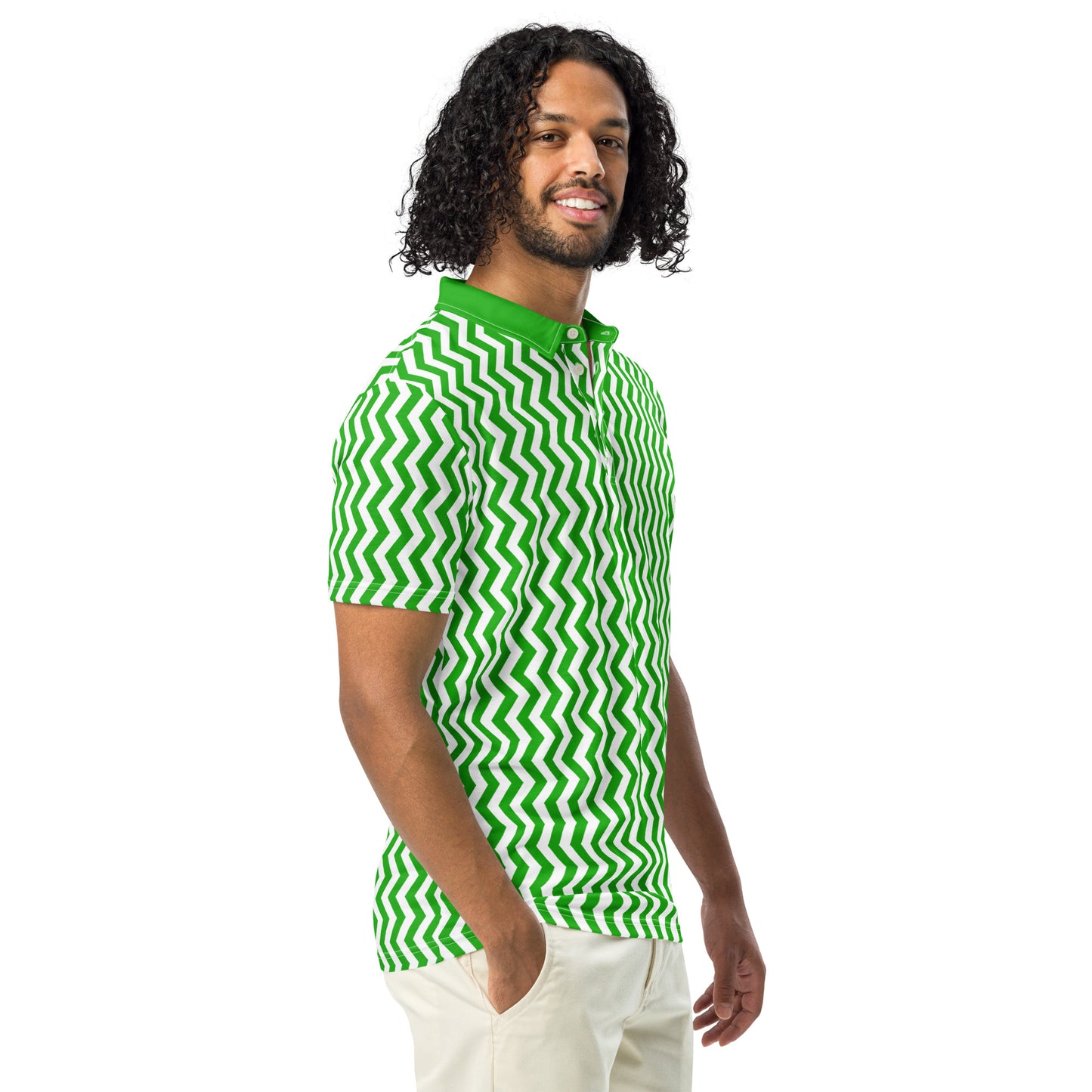 ANOYNTD Green ZIGZAG Men’s slim fit polo