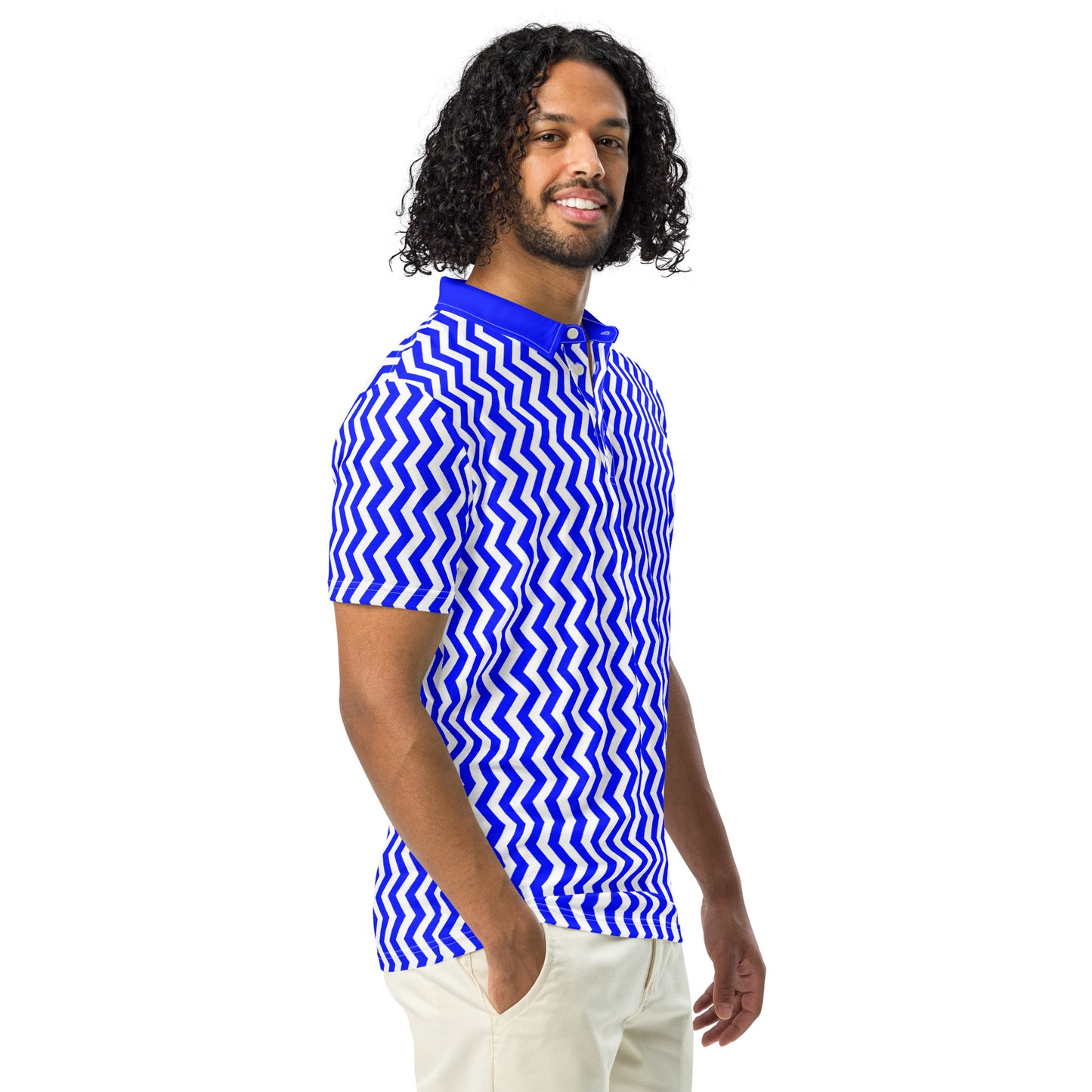 ANOYNTD Blue ZIG ZAG Men’s slim fit polo