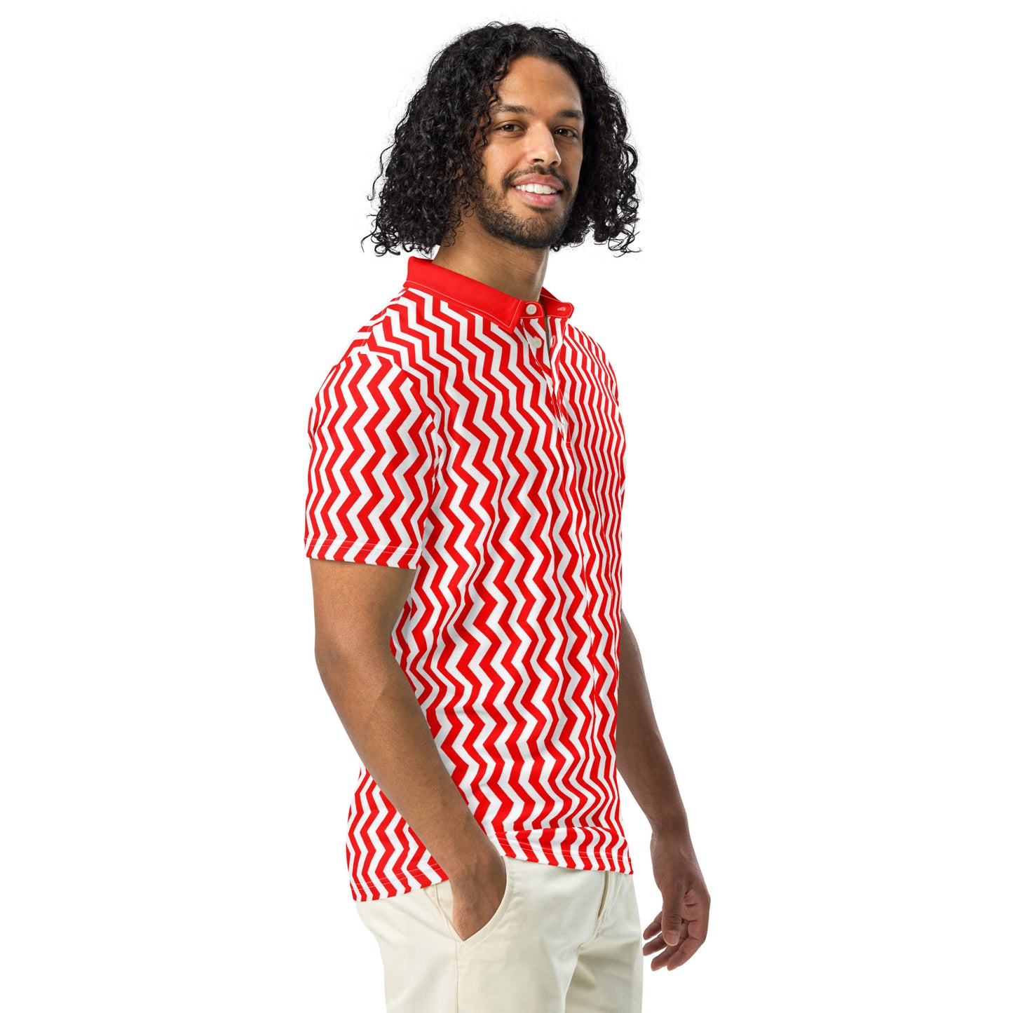 ANOYNTD Red ZIG ZAG Men’s slim fit polo