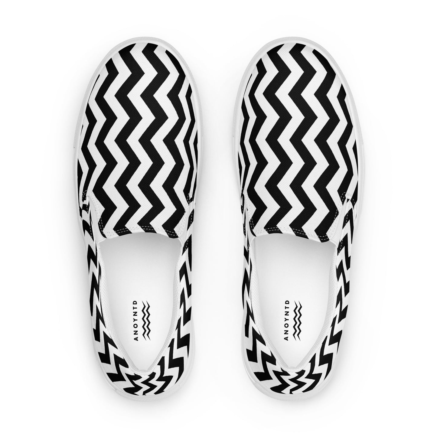 ANOYNTD Black/White ZIG ZAG Men’s slip-on canvas shoes