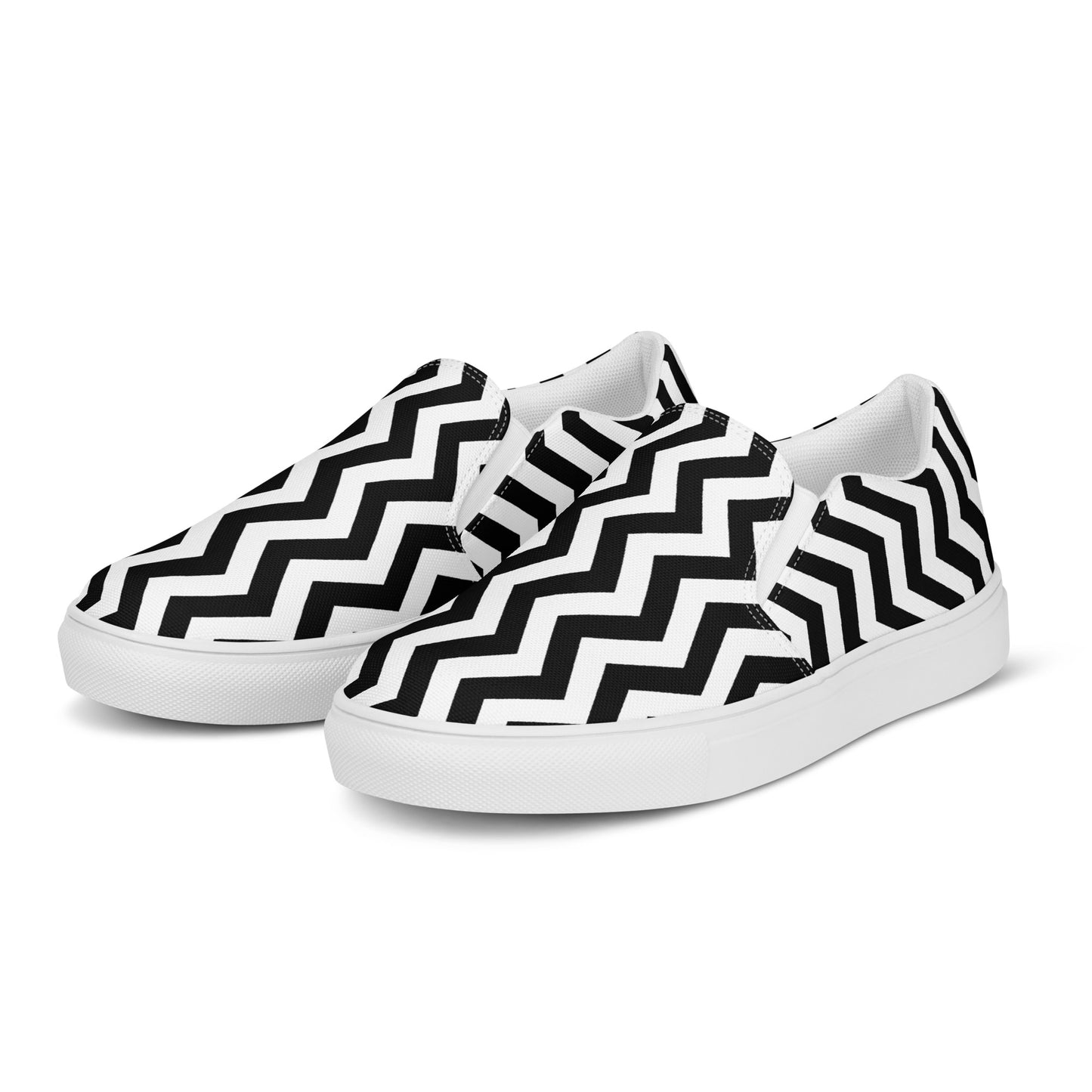 ANOYNTD Black/White ZIG ZAG Men’s slip-on canvas shoes