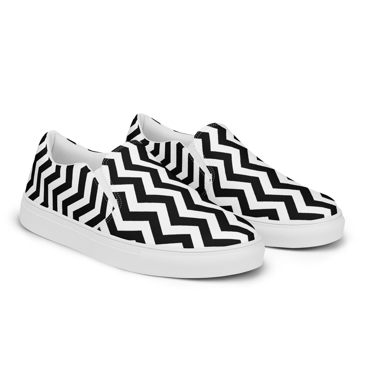 ANOYNTD Black/White ZIG ZAG Men’s slip-on canvas shoes